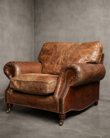 ruige lederen fauteuil