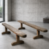 Set van 2 antieke houten banken
