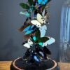 Antieke stolp met wit/ turqoise vlinder mix Antieke stolp met wit/ turqoise vlinder mix