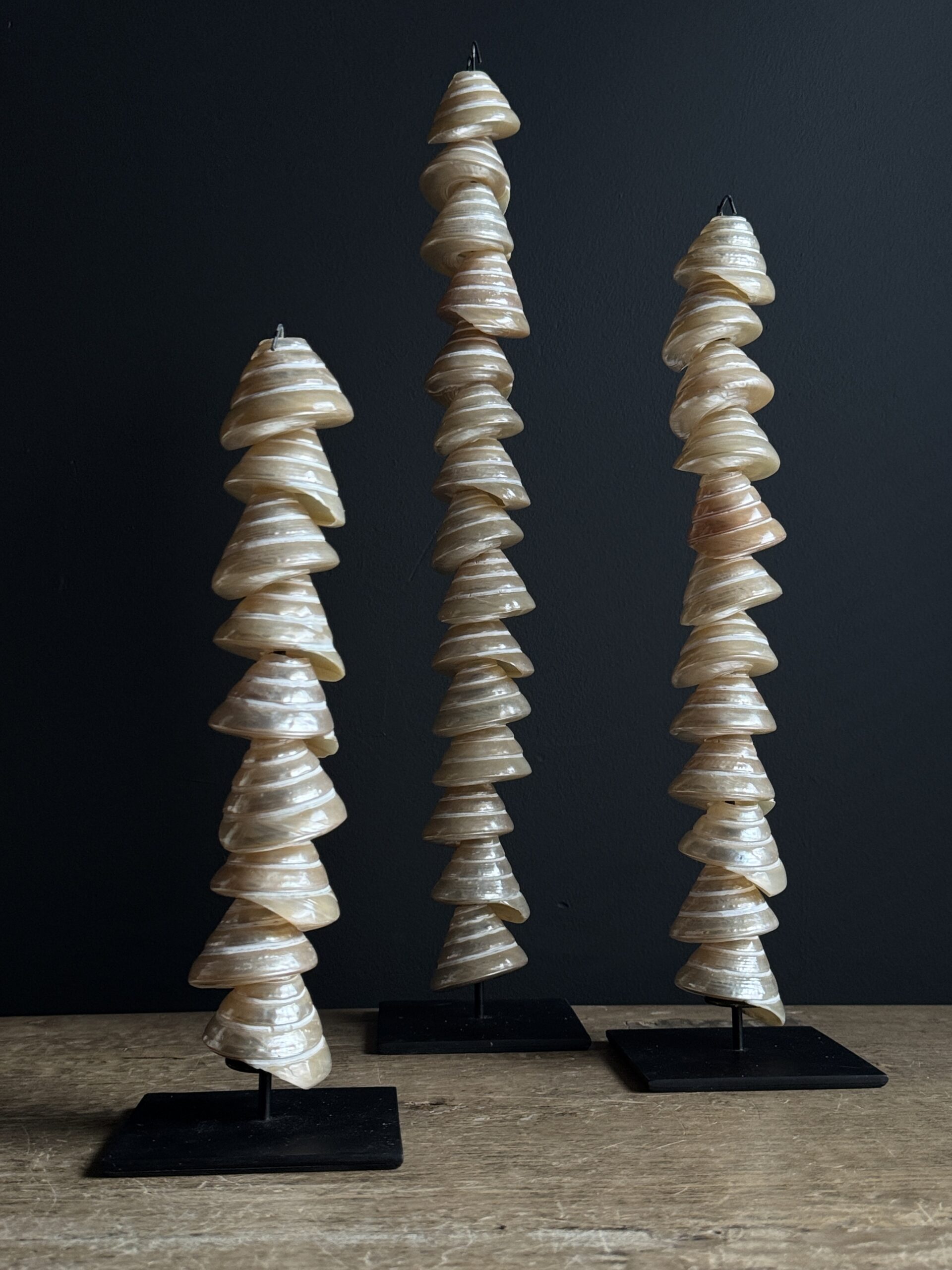 Set van 3 schelpentorens.