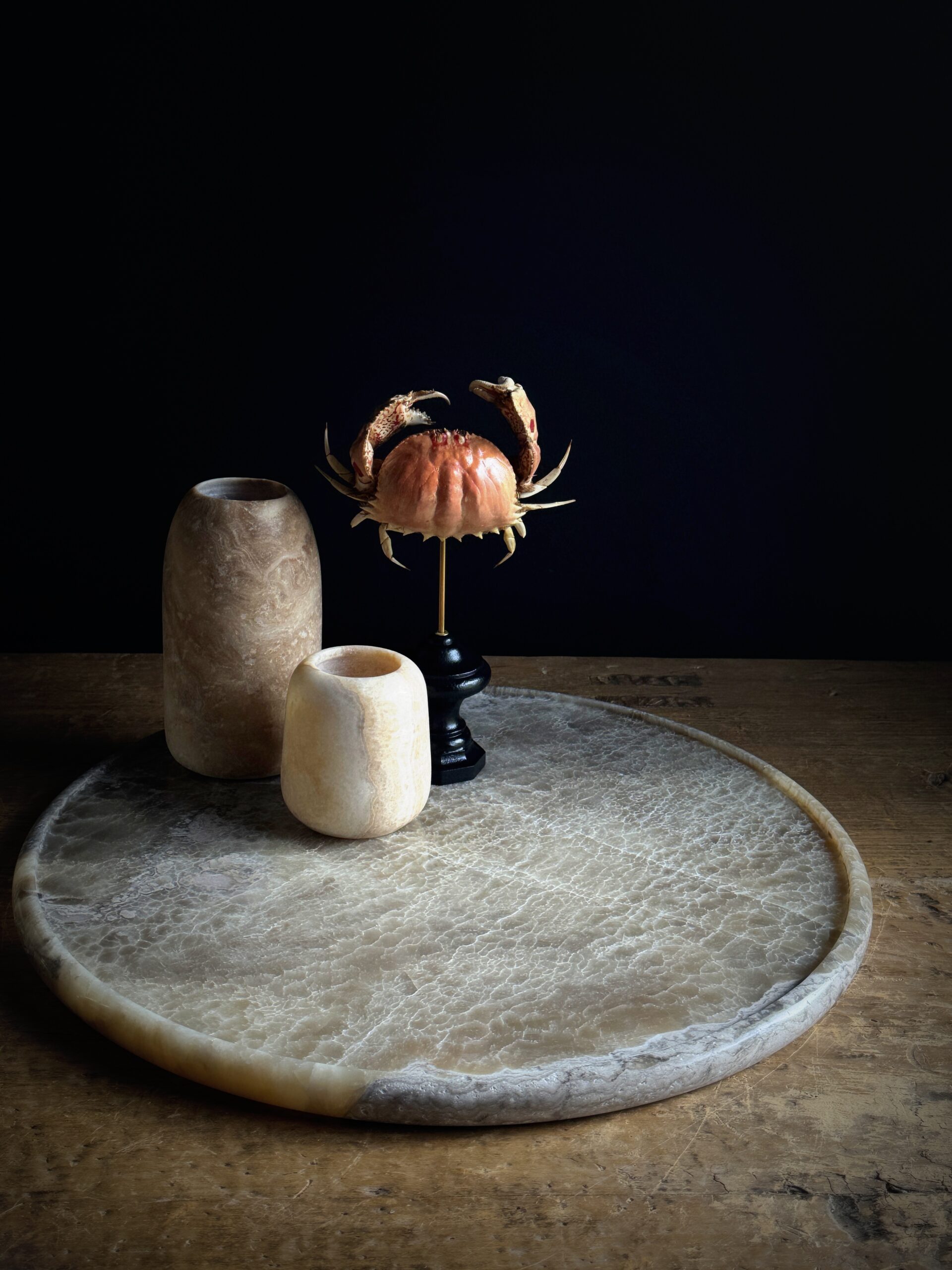 Rundes Tablett aus Onyx