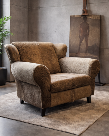 koehuid fauteuil bruin