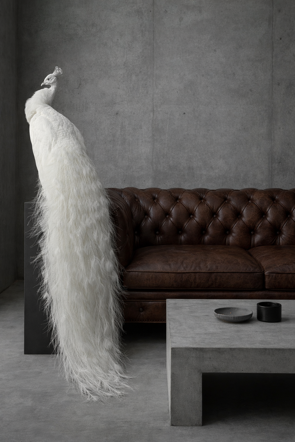 Opgezette witte pauw