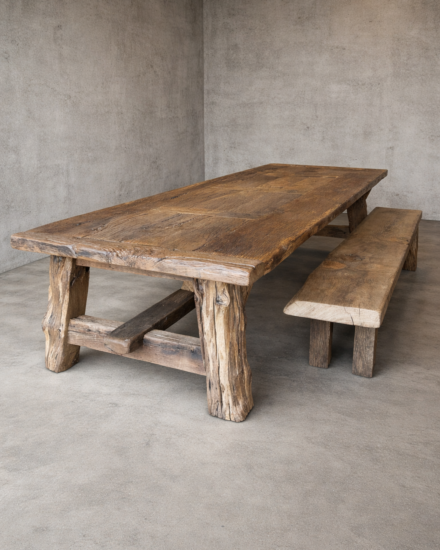 oud eiken tafel met bank1 oud eiken tafel met bank1