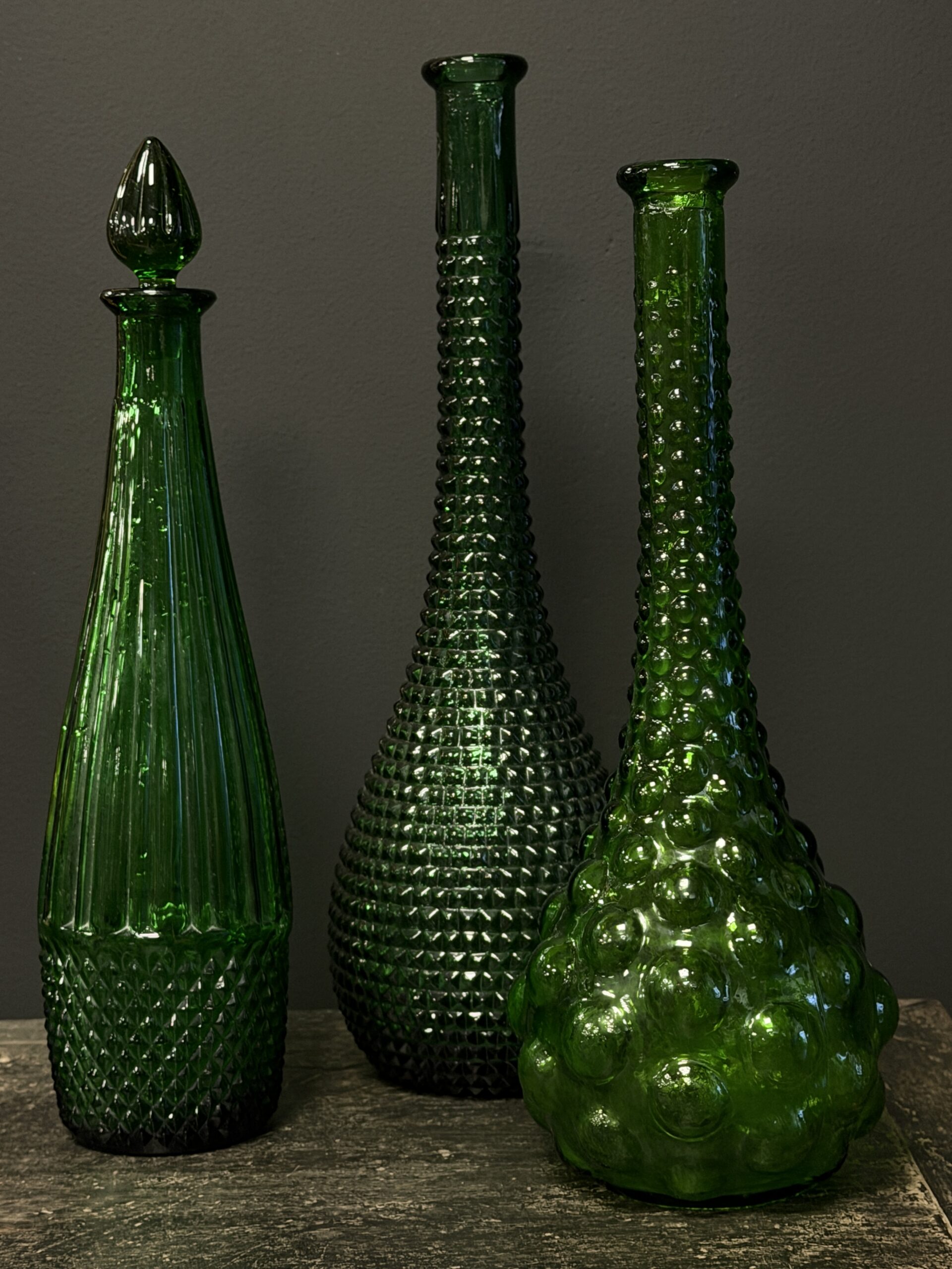 Set van 3 prachtige oude Empoli Karaffen