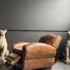 Vintage verstelbare lederen clubfauteuil