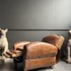 Vintage verstelbare lederen clubfauteuil