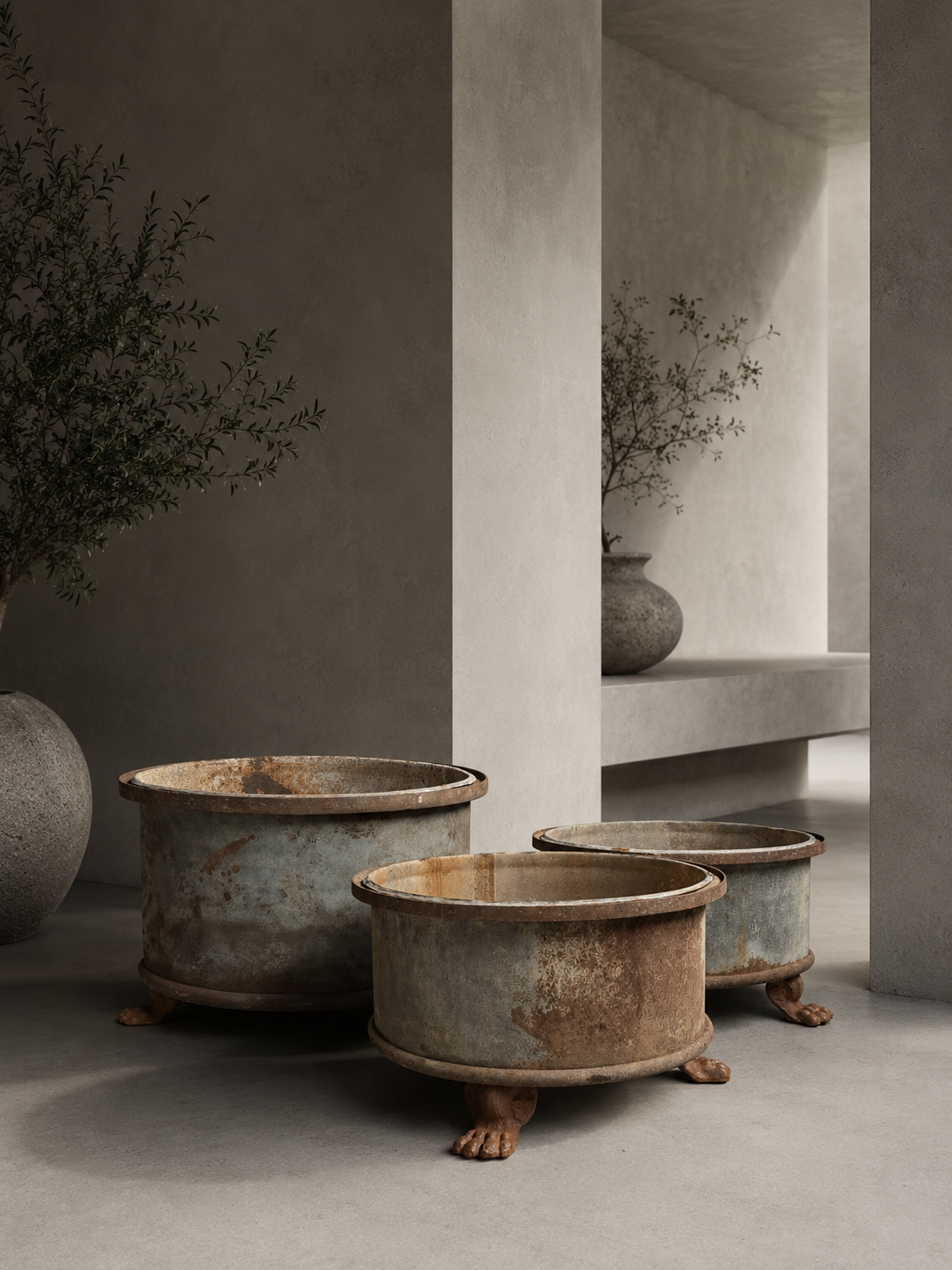 Oude zinken planters Oude zinken planters